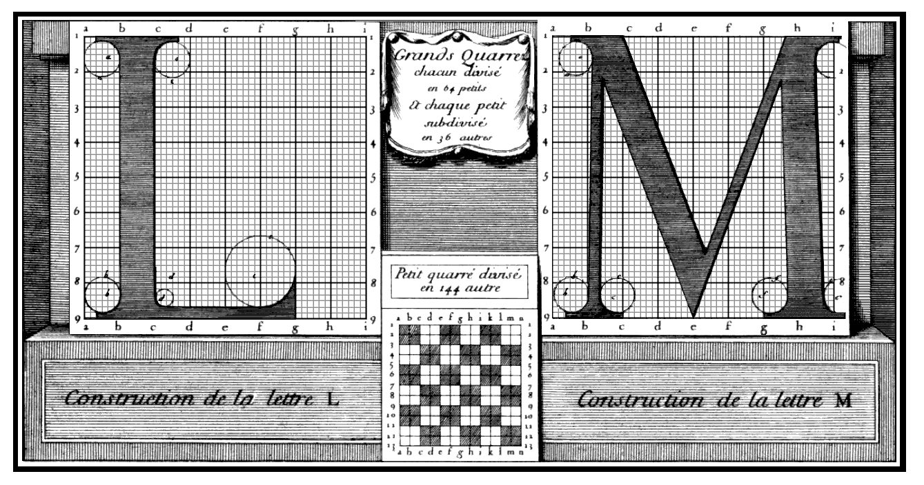 L et m. Romain du roi шрифт. Roman du roi шрифт. Антиква Romain du roi. Пуансоны Филиппа Гранджана для шрифта Romain du roi, 1693 г. фото Daniel Pype.